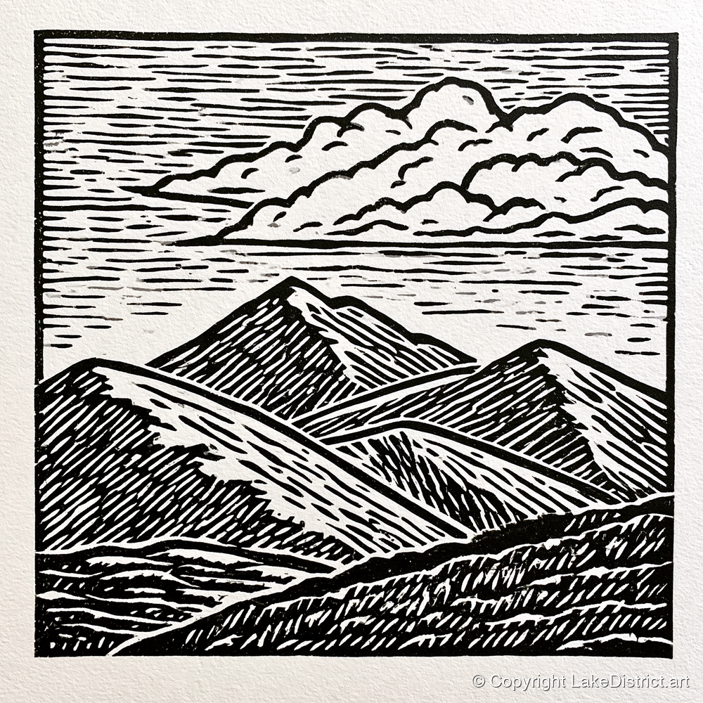 Black and White Rolling Fells - lake district fell art print and canvas by Isaac Denton A.I