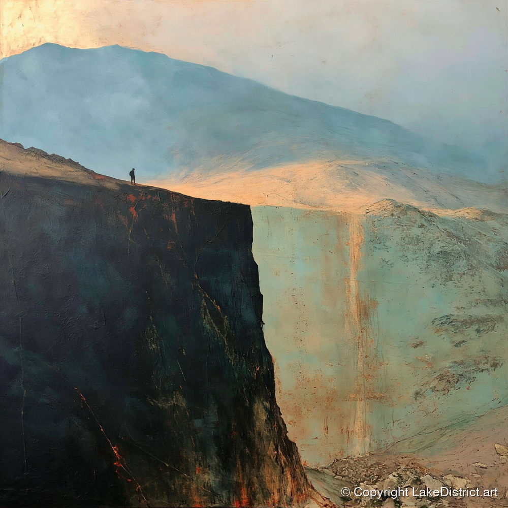 Blencathra Escarpment in Golden Light - lake district fell art print and canvas by Silas Thorne A.I
