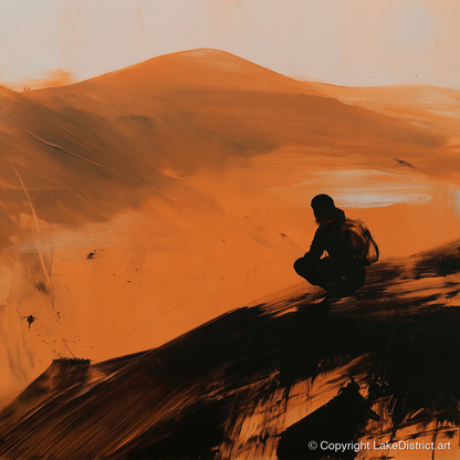 Blencathra Walker in Amber Light - lake district fell art print and canvas by James Yarborough A.I