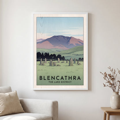 Blencathra travel poster in a white frame, hanging in a living2
