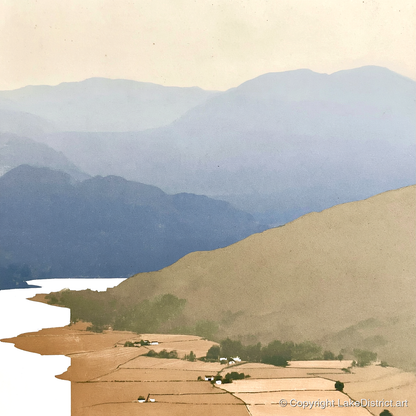 Blue Fells Above Patterdale Valley - lake district village art print and canvas by Phillip Marbury A.I