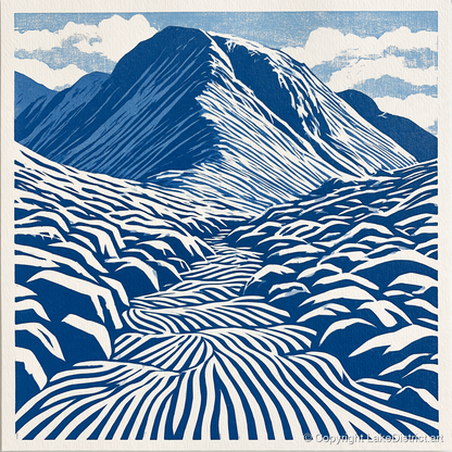 Bold Blue Great Gable - lake district fell art print and canvas by Hugh Lancaster A.I
