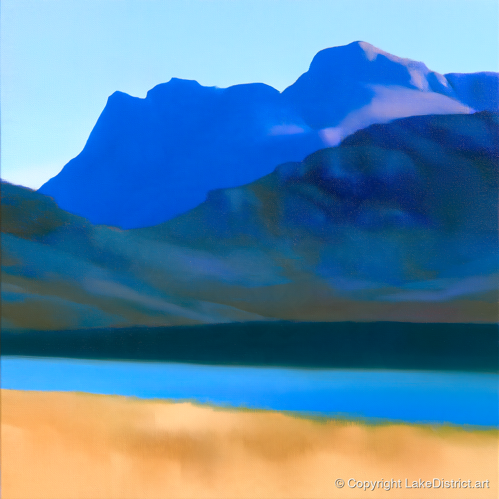 Bold Blue Langdale Pikes - lake district fell art print and canvas by Rowan Fletcher A.I