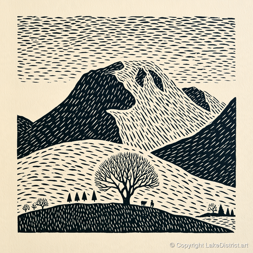 Bold Great Gable Landscape - lake district fell art print and canvas by Reuben Shaw A.I