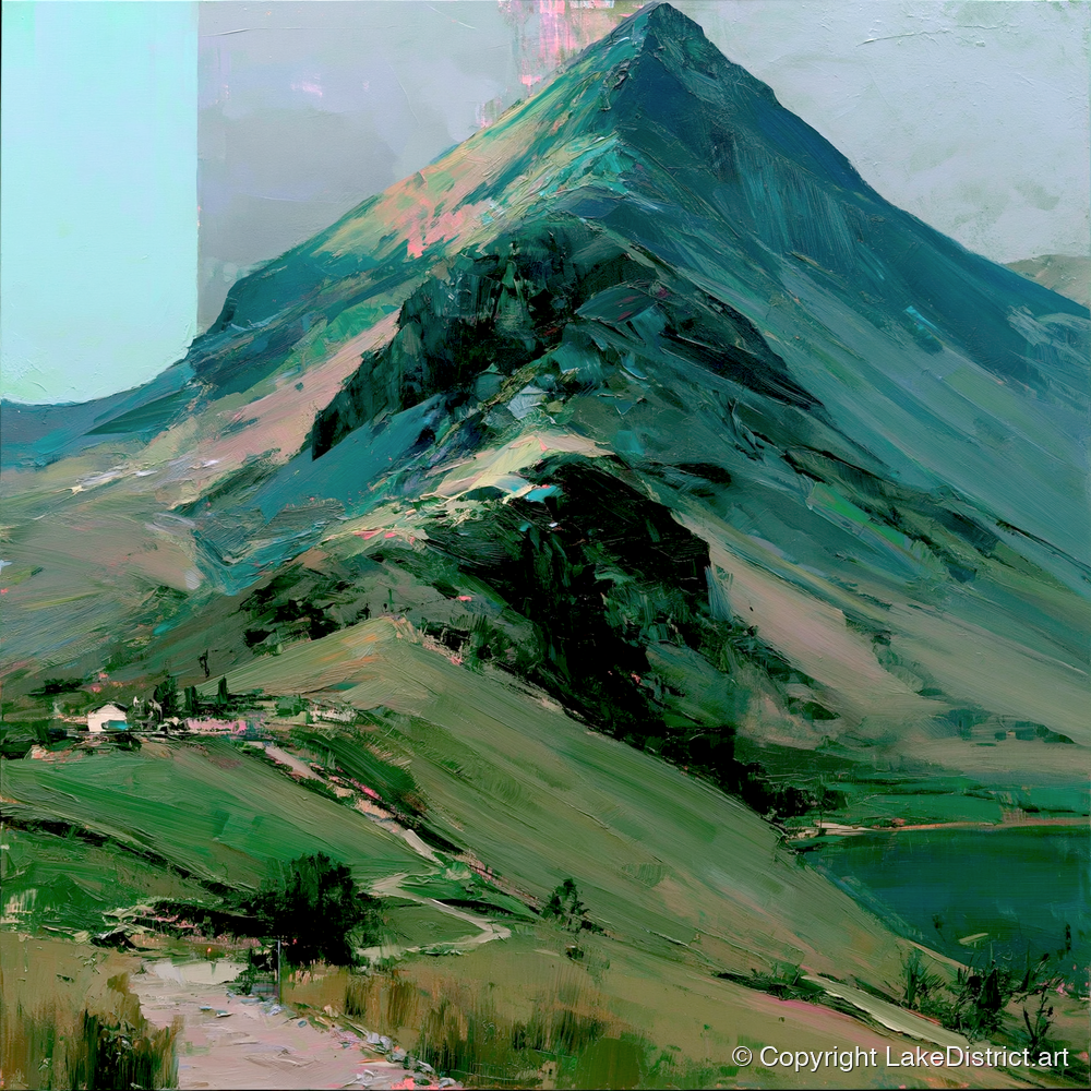 Bold Green Lake District Mountain - lake district fell art print and canvas by Quentin Hart A.I