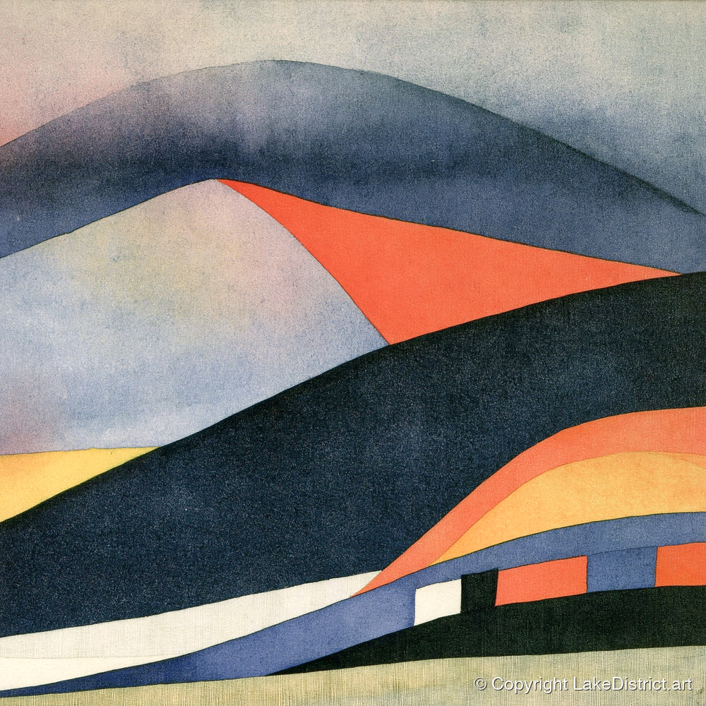 Bold Indigo Fells Under Cloud - lake district fell art print and canvas by Edwin Locke A.I