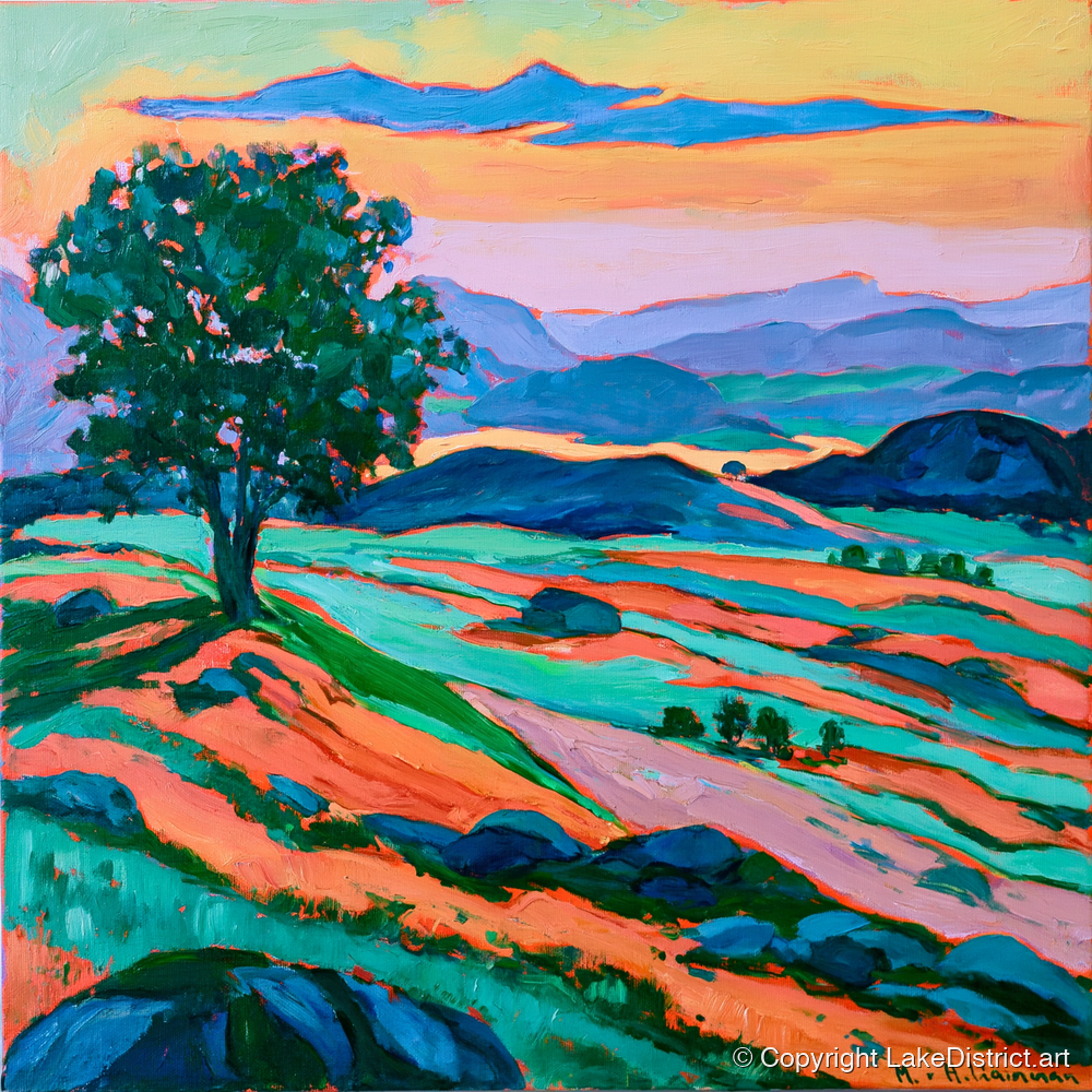 Bold Lake District Summit View - lake district fell art print and canvas by Gideon Wright A.I