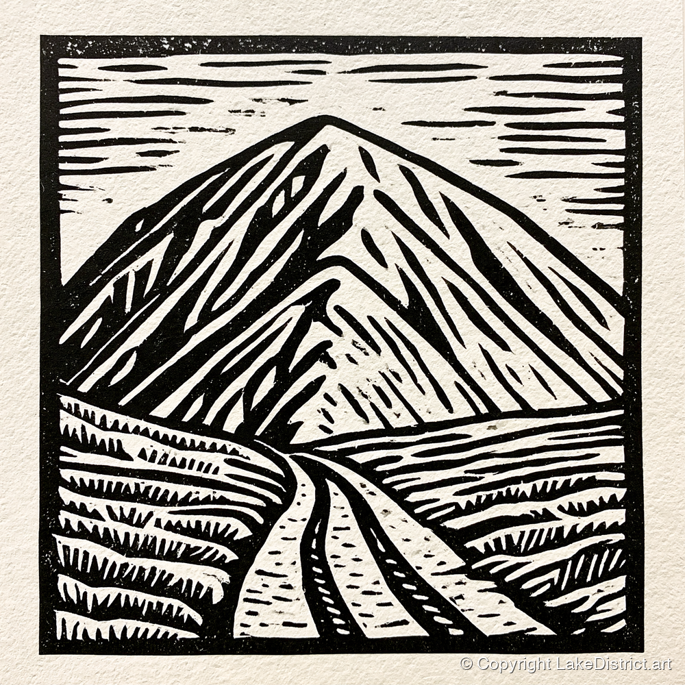 Bold Monochrome Blencathra Peak - lake district fell art print and canvas by Isaac Denton A.I