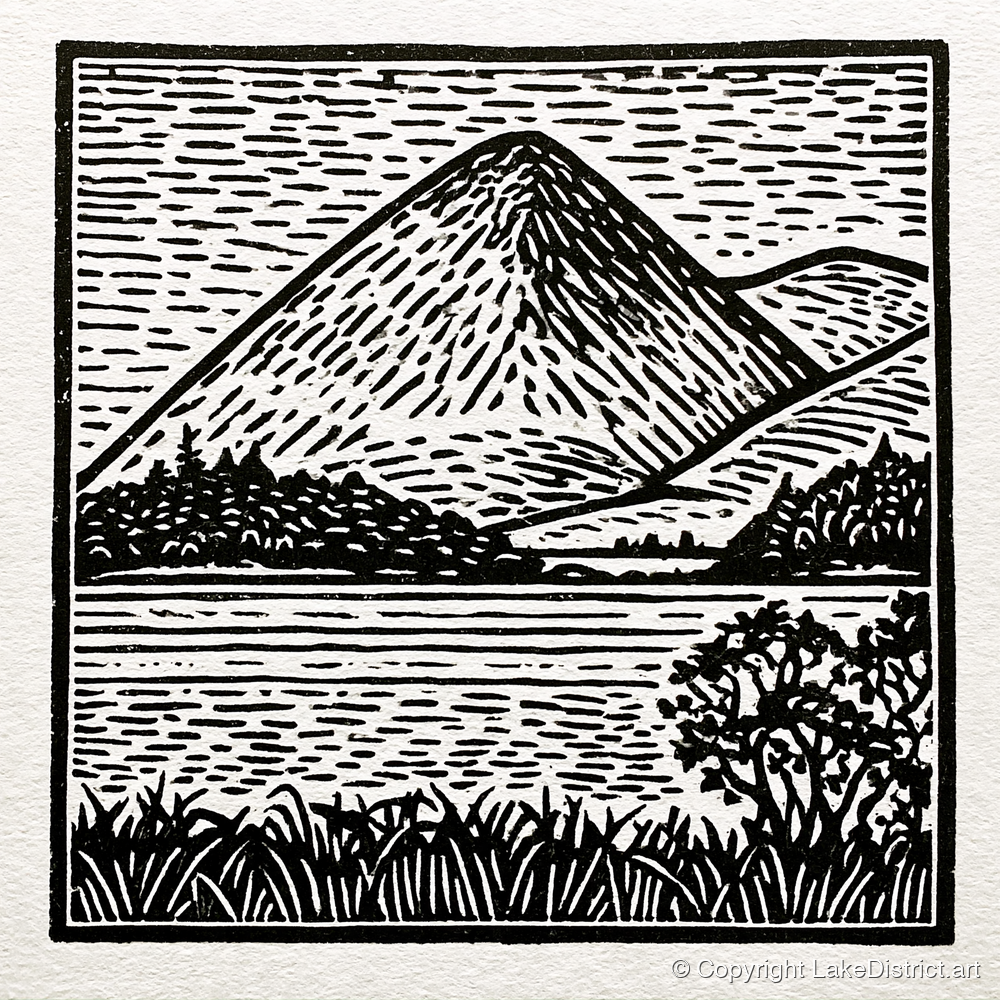 Bold Monochrome Catbells Peak - lake district fell art print and canvas by Isaac Denton A.I