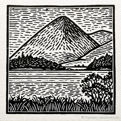 Bold Monochrome Catbells Peak - lake district fell art print and canvas by Isaac Denton A.I