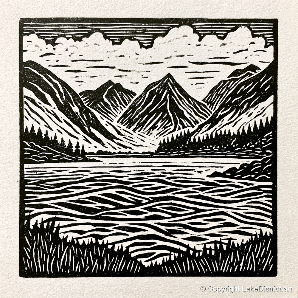 Bold Monochrome Ennerdale Landscape - lake district valley art print and canvas by Isaac Denton A.I