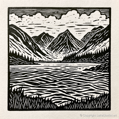 Bold Monochrome Ennerdale Landscape - lake district valley art print and canvas by Isaac Denton A.I