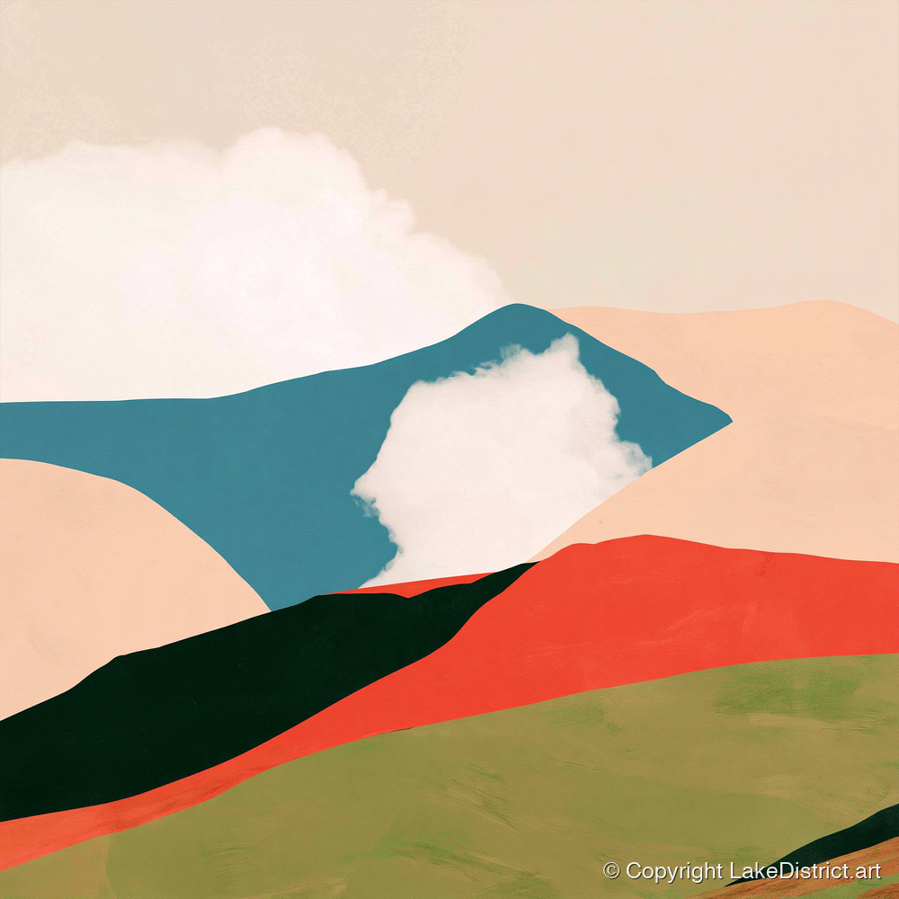 Bold Rolling Fells Under Cloud - lake district fell art print and canvas by Malcolm Reed A.I