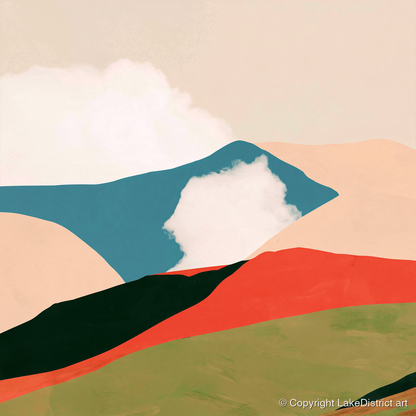 Bold Rolling Fells Under Cloud - lake district fell art print and canvas by Malcolm Reed A.I