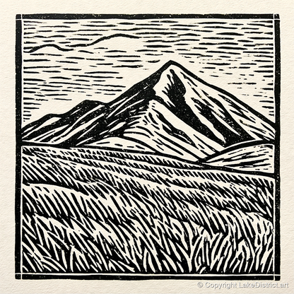 Bold Skiddaw in Monochrome - lake district fell art print and canvas by Isaac Denton A.I