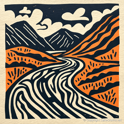 Bold Terracotta Kirkstone Pass - lake district valley art print and canvas by Leon Baxter A.I