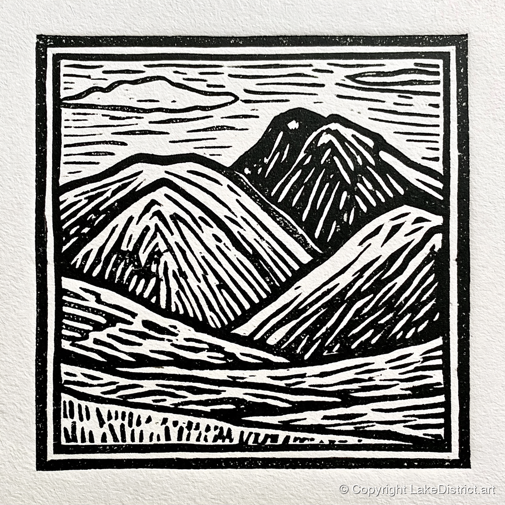 Bowfell in Stark Black and White - lake district fell art print and canvas by Isaac Denton A.I