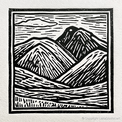 Bowfell in Stark Black and White - lake district fell art print and canvas by Isaac Denton A.I