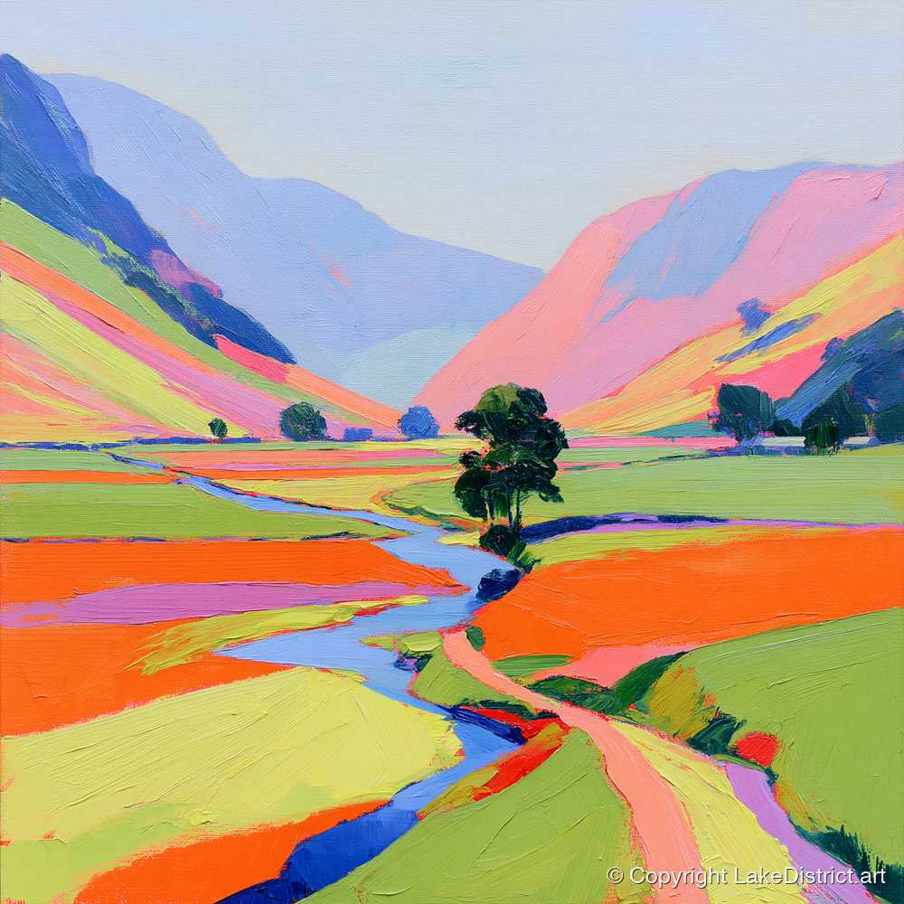 Bright Lakeland Valley Mist - lake district sky art print and canvas by Desmond Locke A.I
