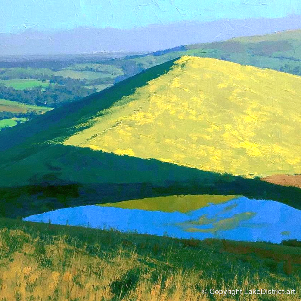 Bright Sunlight on Longlands Fell - lake district fell art print and canvas by Daphne Morley A.I
