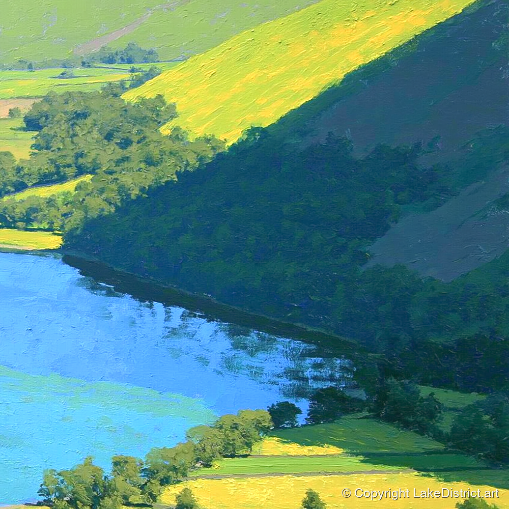 Burnbank Fell Above The Lake - lake district fell art print and canvas by Daphne Morley A.I