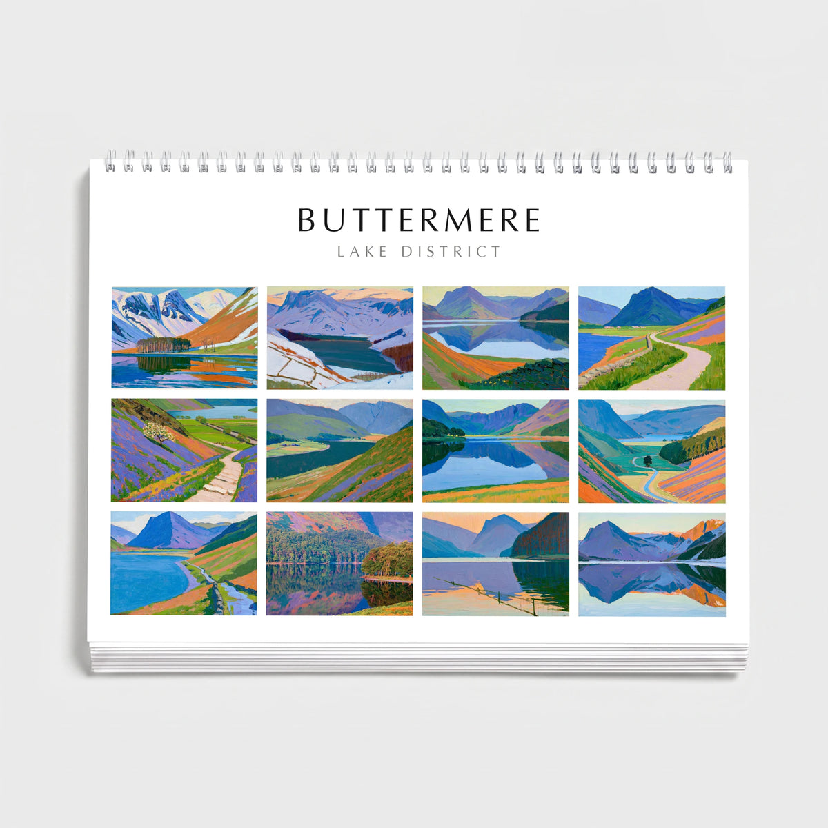 Buttermere 2027 wall calendar cover — all twelve monthly paintings