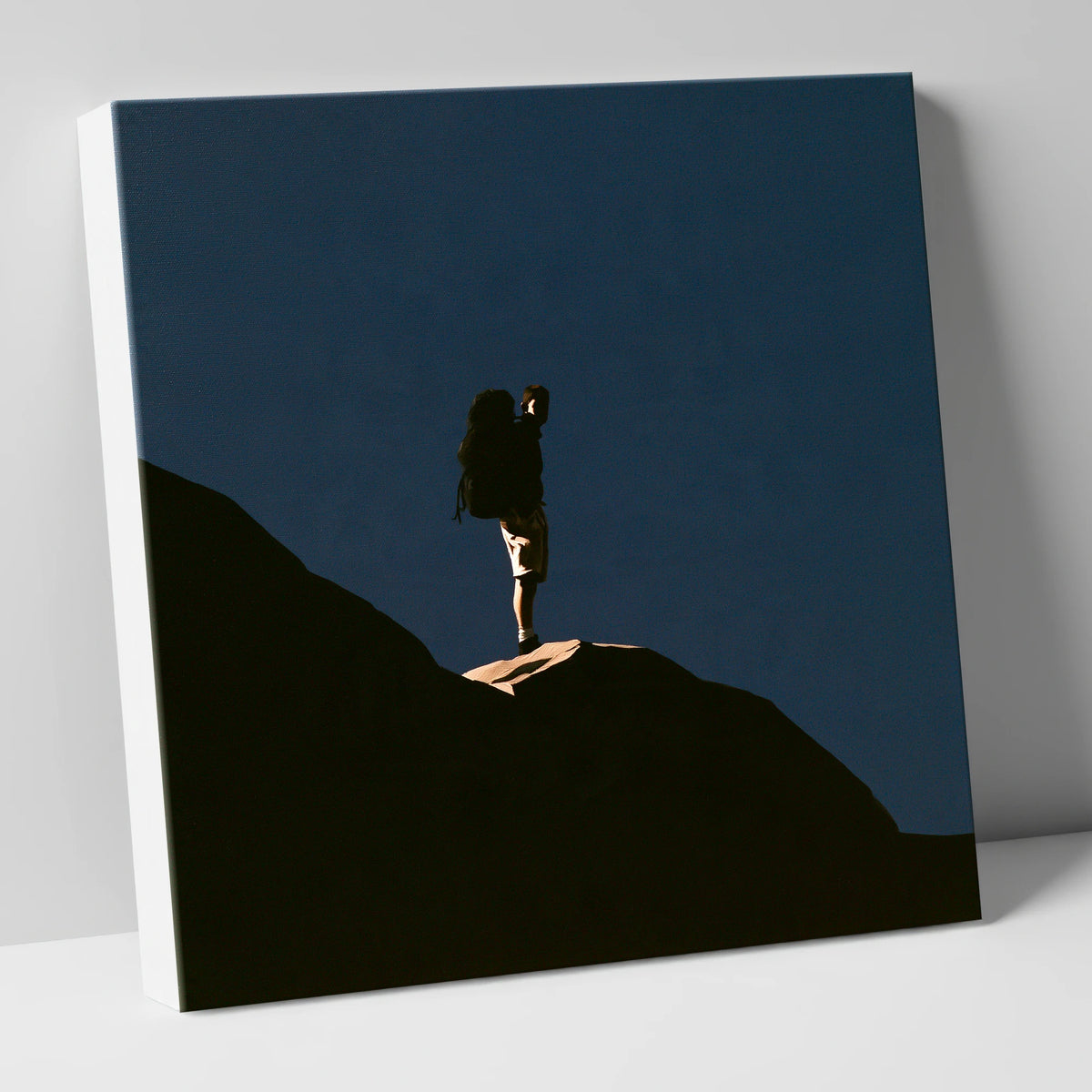 Hiker Silhouette on Dark Fell lake district walking canvas wall art