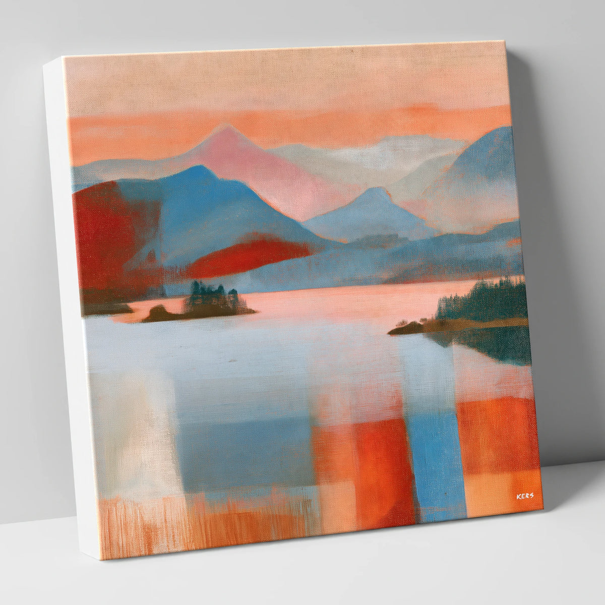 Abstract Derwentwater and Catbells Sunset lake district lake canvas wall art