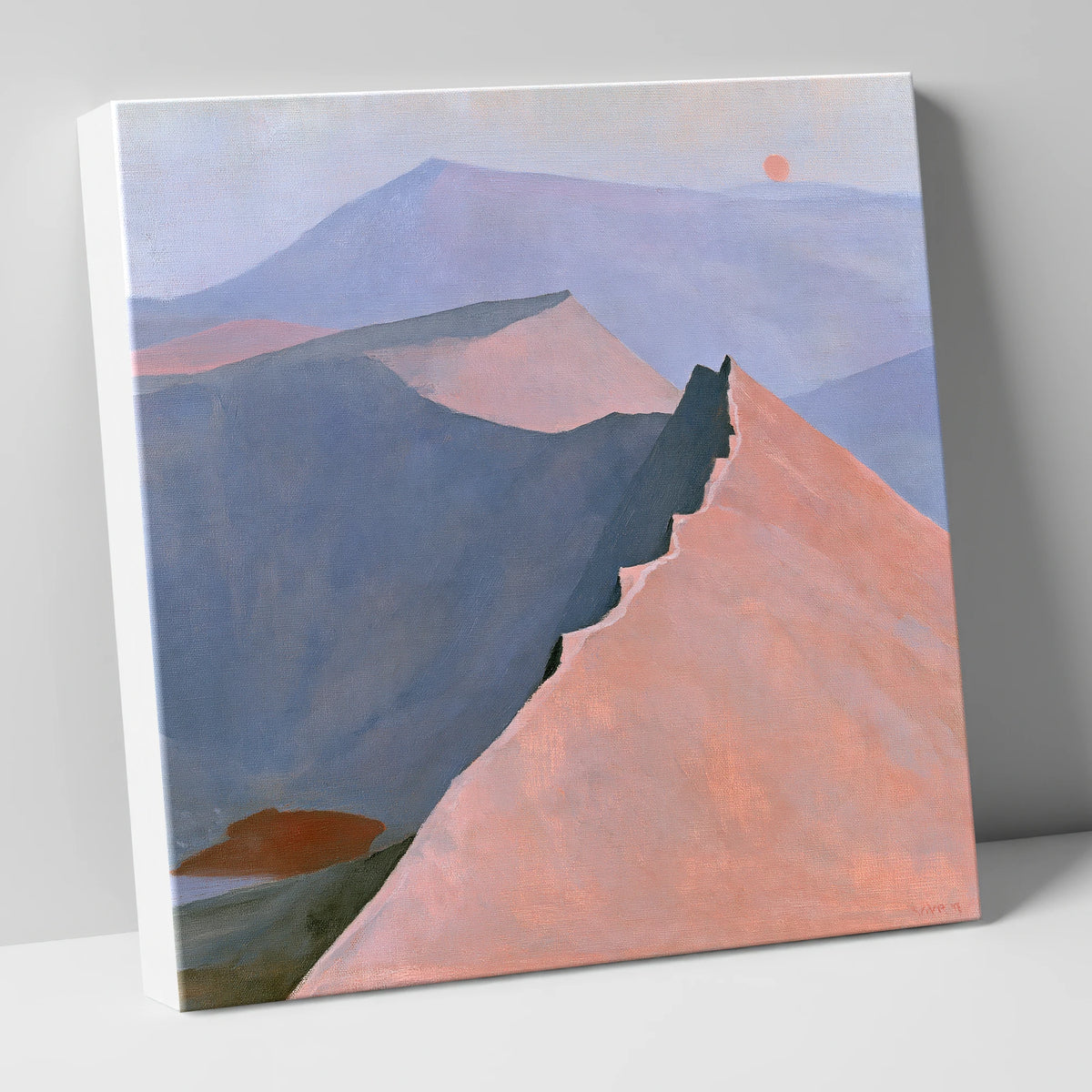 Striding Edge in Peach Light lake district walking canvas wall art