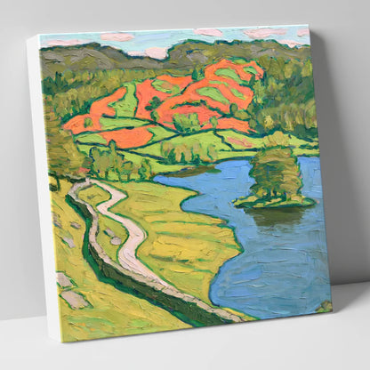 Vibrant Rydal Water Shore Path lake district lake canvas wall art