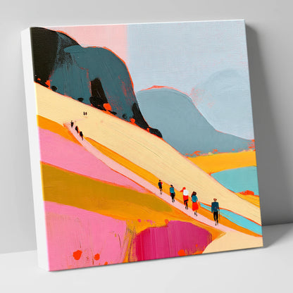 Vibrant Mountain Path Walkers lake district walking canvas wall art