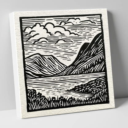 Graphic Fells of Crummock Water lake district lake canvas wall art