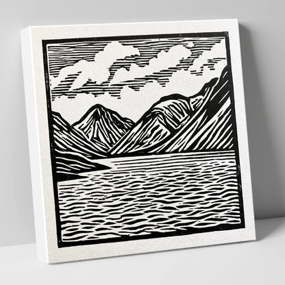 Wastwater Fells in Monochrome lake district lake canvas wall art