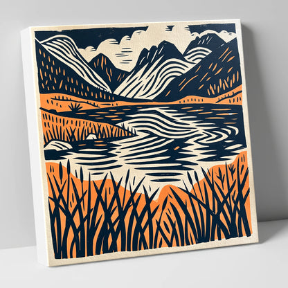 Terracotta Fells and Lake Reflections lake district lake canvas wall art