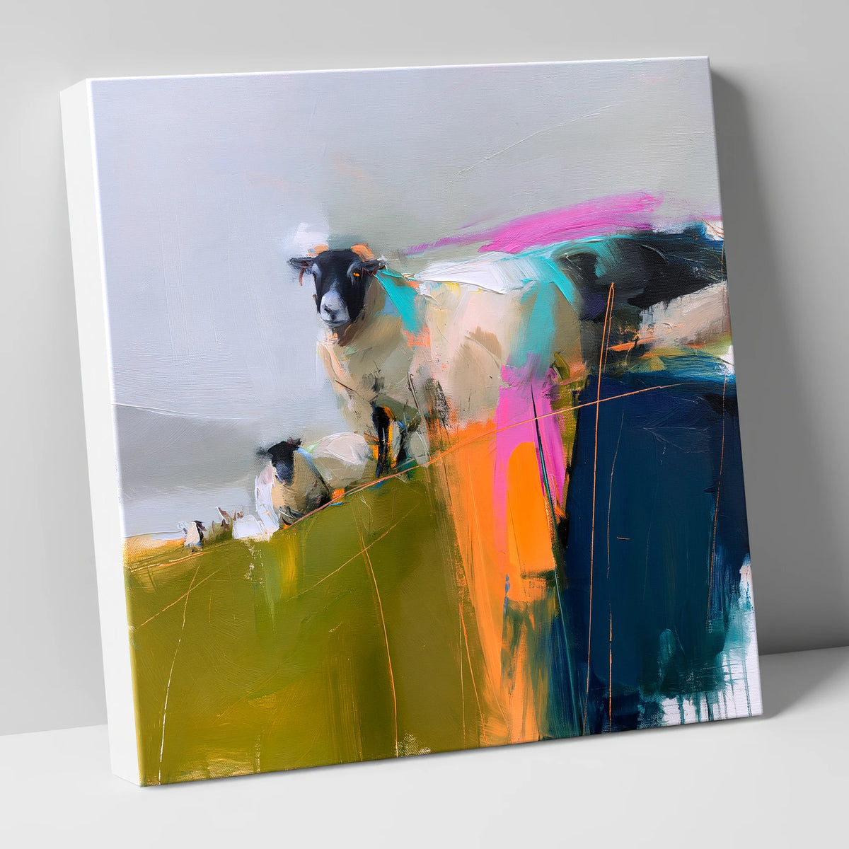 Vibrant Herdwick Sheep on Fellside lake district wildlife canvas wall art