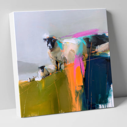 Vibrant Herdwick Sheep on Fellside lake district wildlife canvas wall art