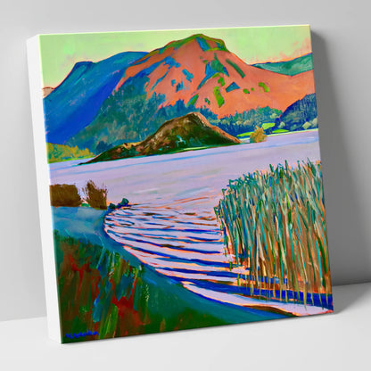 Grasmere Reeds and Vibrant Fells lake district lake canvas wall art