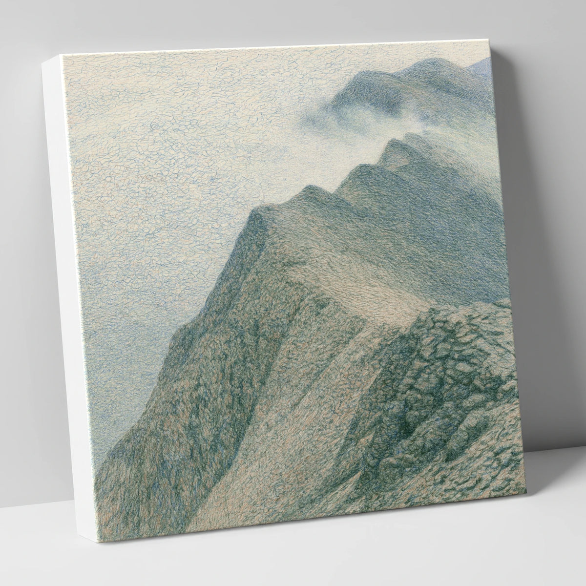 Textured Mountain Ridge in Mist lake district fell canvas wall art