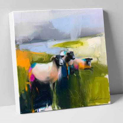 Vibrant Herdwick Sheep on Fellside lake district wildlife canvas wall art