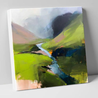 Winding River and Vibrant Fells lake district waterfall canvas wall art