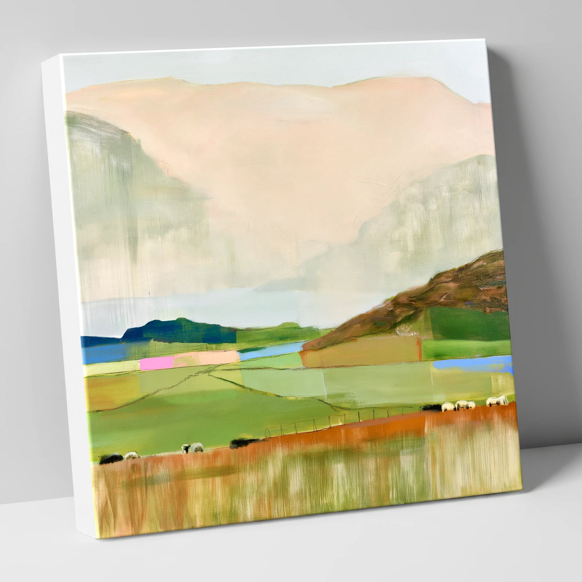 Abstract Fells And Valley Pastures lake district fell canvas wall art