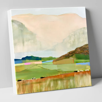 Abstract Fells And Valley Pastures lake district fell canvas wall art