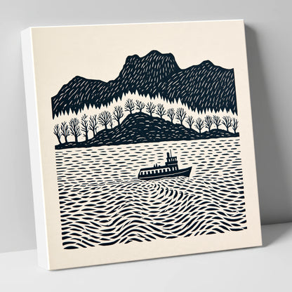 Windermere Steamer on Rhythmic Waters lake district lake canvas wall art