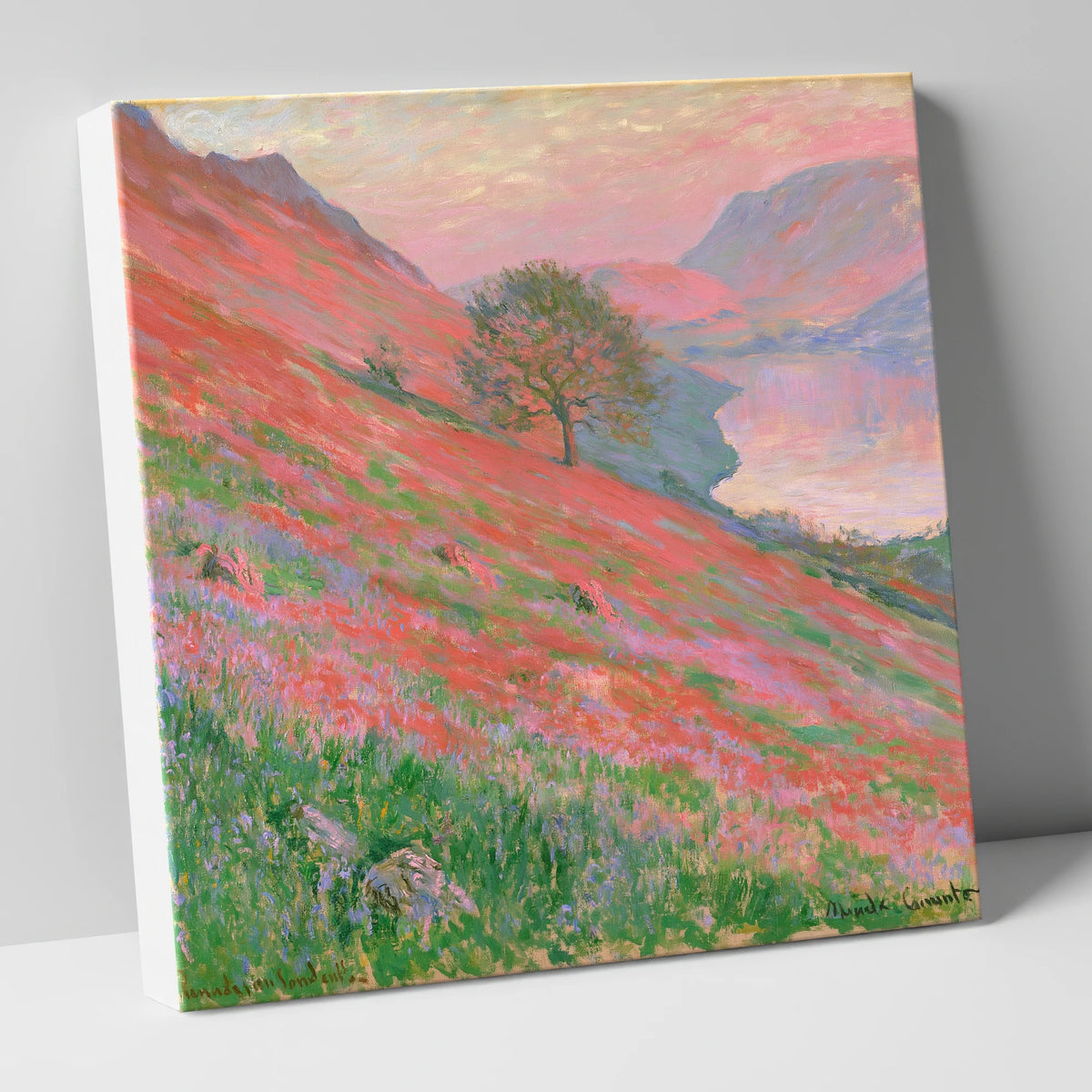 Sunset Pink Over Rannerdale Bluebells lake district lake canvas wall art