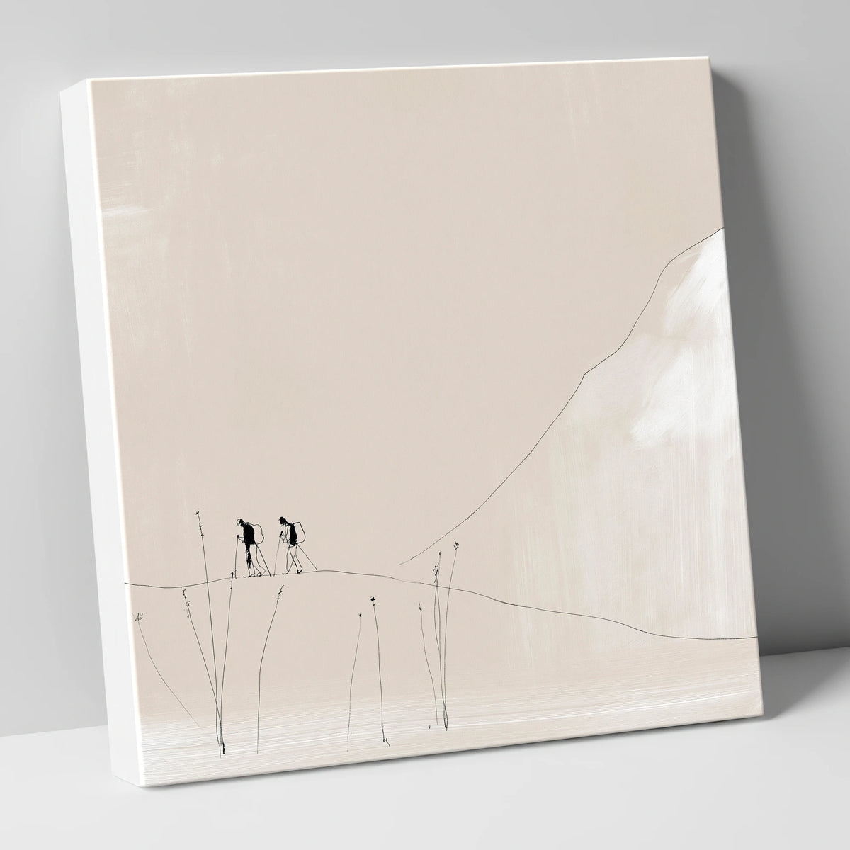 Walkers on a Minimalist Fell lake district walking canvas wall art