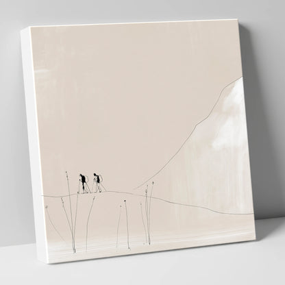 Walkers on a Minimalist Fell lake district walking canvas wall art