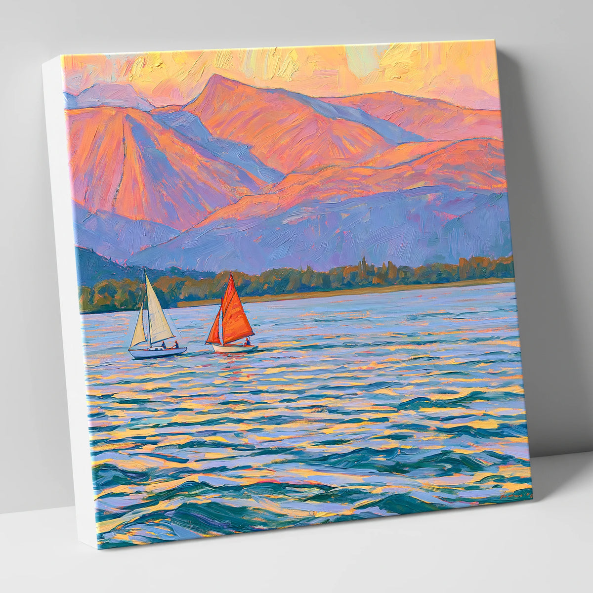 Sailing Windermere Under Purple Fells lake district lake canvas wall art