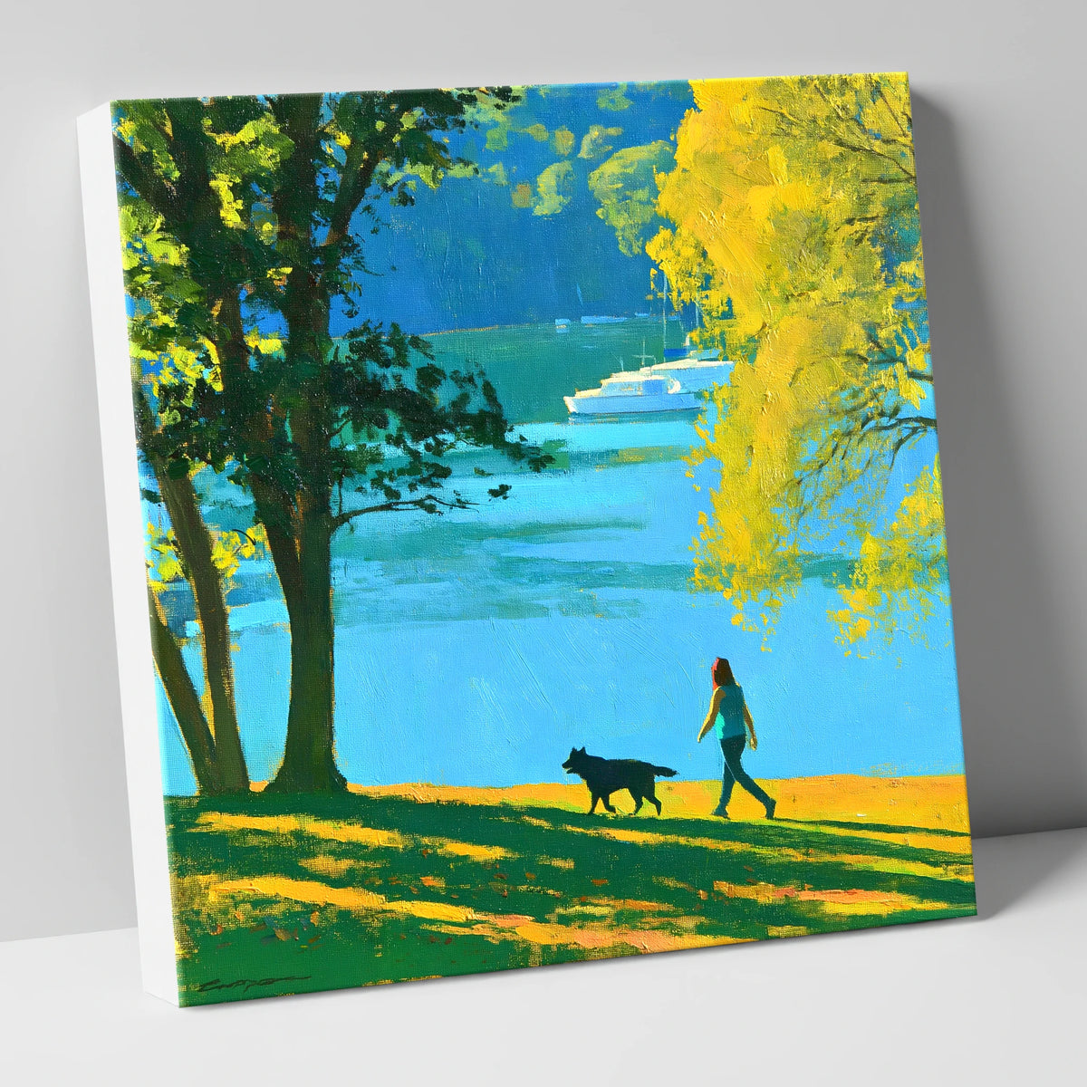 Vibrant Dog Walk at Windermere gifts for dog walkers canvas wall art