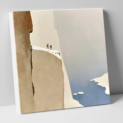 Climbers on a Snowy Precipice lake district walking canvas wall art