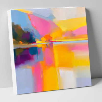 Vibrant Pink Calm Lake Reflections lake district lake canvas wall art